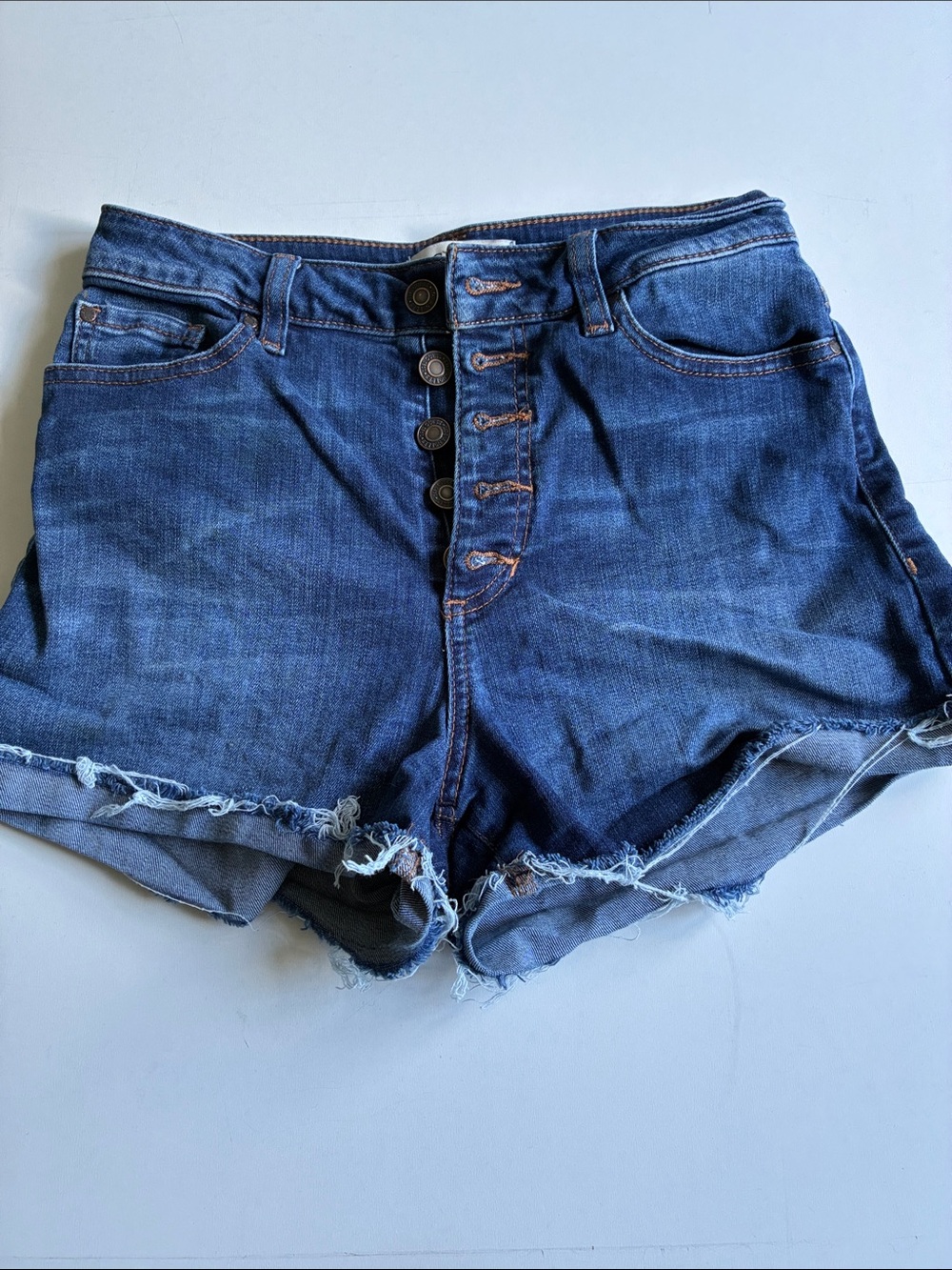 Guess High-Rise Dark Blue Denim Button-Front Women’s Shorts